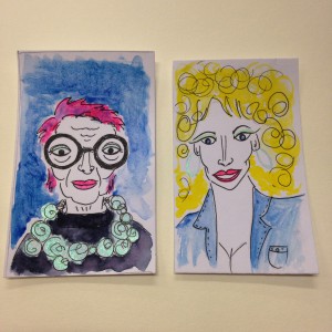 Iris Apfel and Dolly Parton drawing
